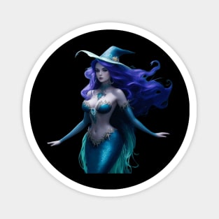 Beautiful Blue Mermaid Witch Magnet